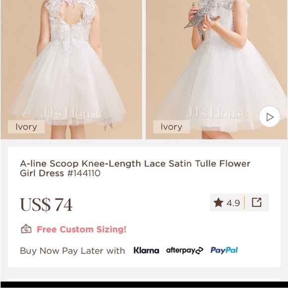 JJ’s House White Kids Flower Girl/Formal Dress - Picture 6 of 7